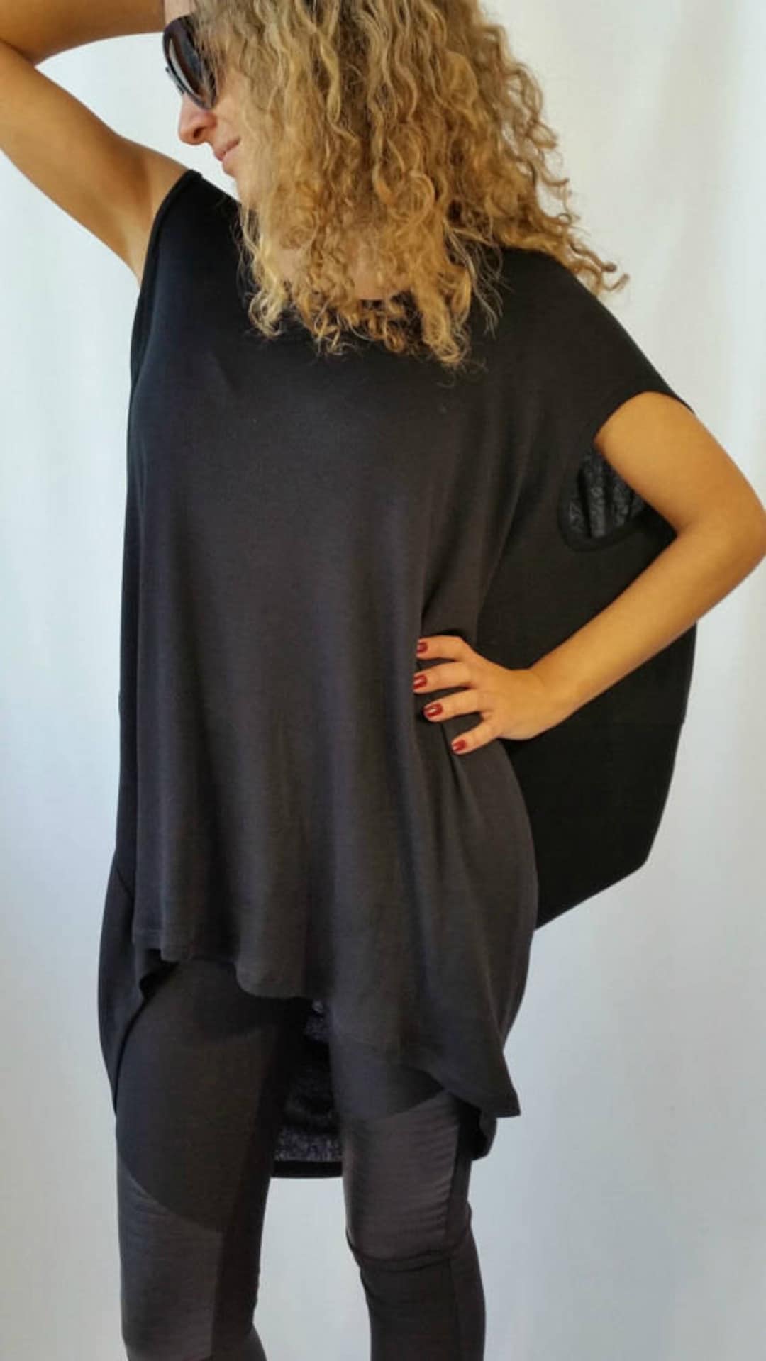 Black Oversized Tunic Top / Loose Women Maxi Casual Top / - Etsy
