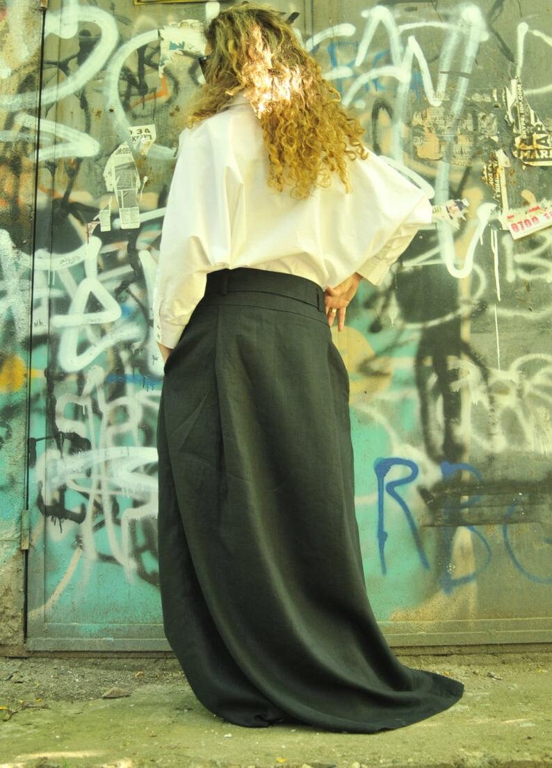 Maxi Linen Women Skirt / Long Loose Linen Skirt / Oversize - Etsy