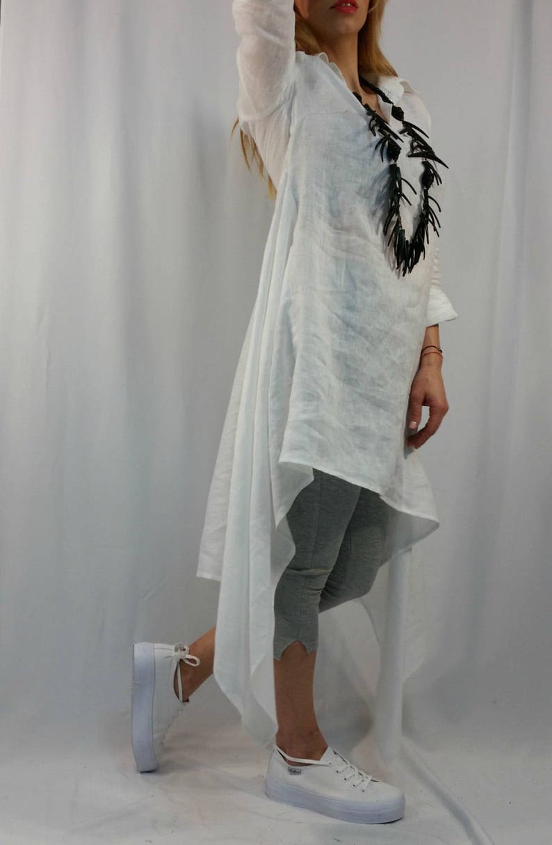 Loose Tunic Dress Oversize White Caftan Maxi Summer Dress long Sleeve Linen Top Party Dress EXPRESS SHIPPING LA1001