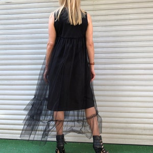 Tulle Maxi Extravagant Dress Black Loose Sleeveless Ruffle - Etsy