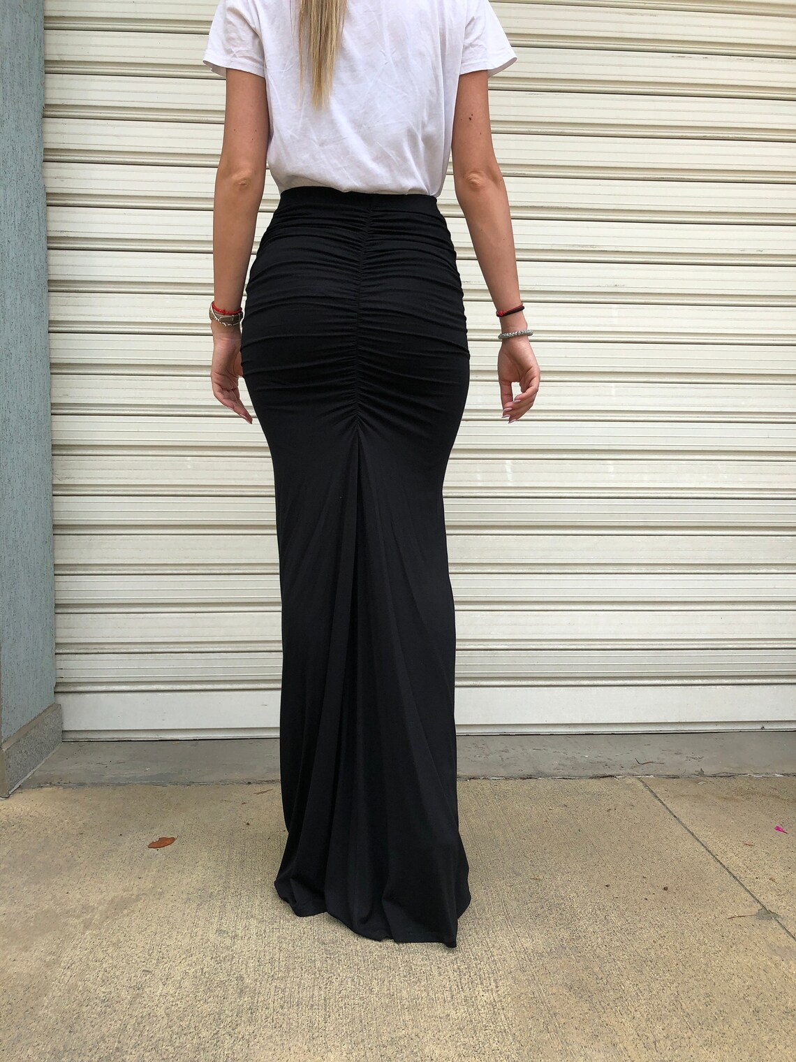 Belem Black – Draped Jersey Maxi Skirt