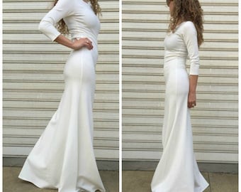 White Maxi Dress, Elegant Evening Dress