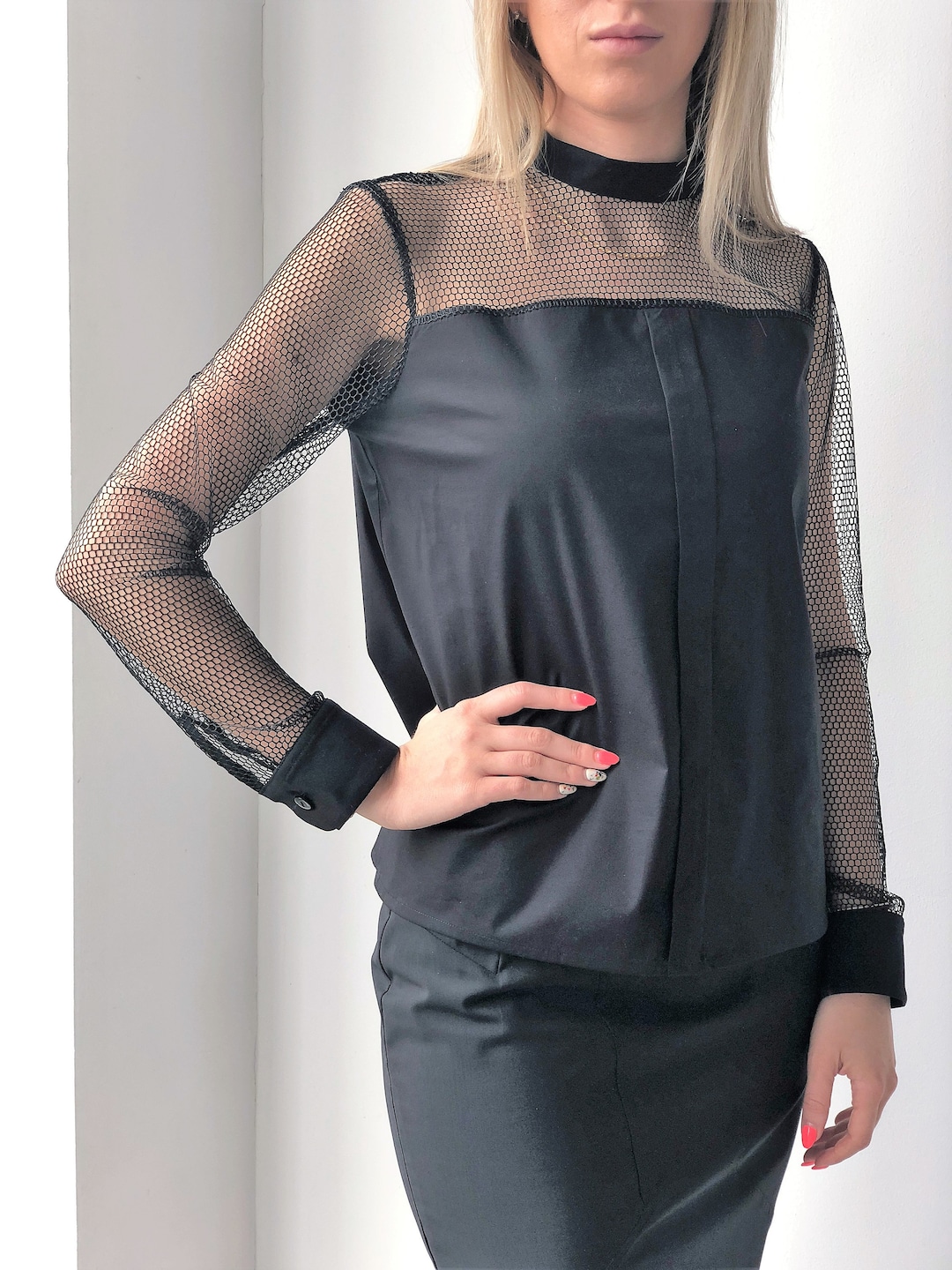 camisa larga mujer negra