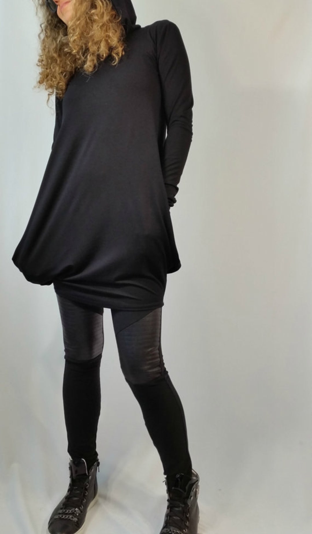 Loose Hooded Top / Long Sleeves Women Top / Sweater Dress / - Etsy