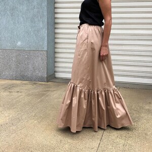 Women Long Elegant Skirt / Maxi Cotton Skirt / Oversize Summer Maxi Skirt with Pockets Ruffle Shuffle image 5