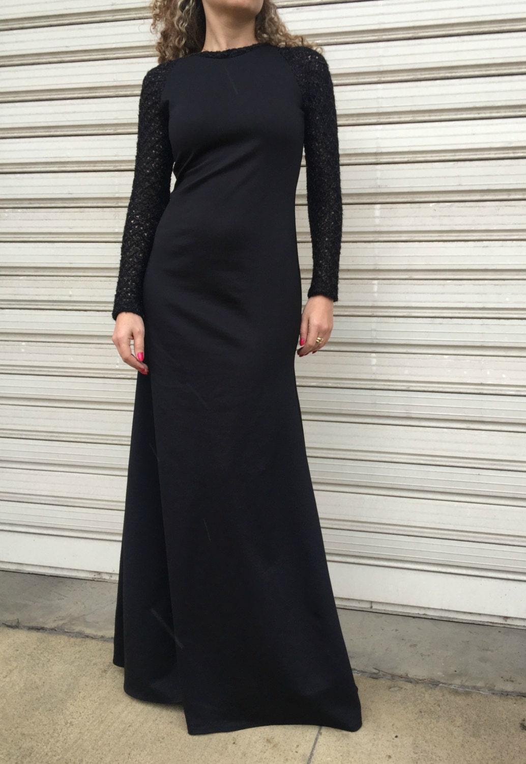 Black Maxi Dress/ Long Sleeves Elegant Evening Dress / Sexy | Etsy