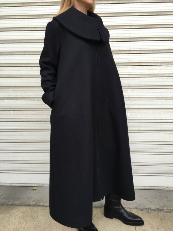black wool maxi coat