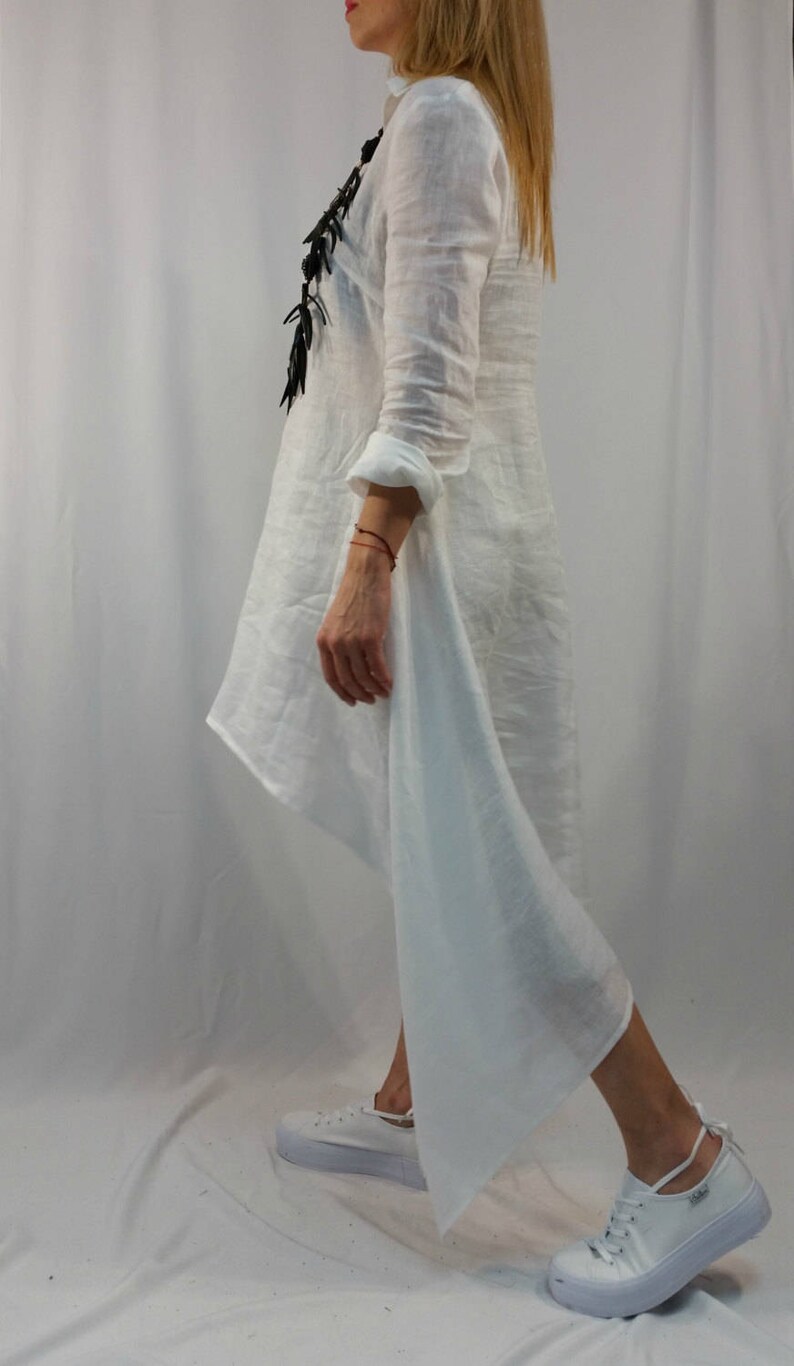 Loose Tunic Dress Oversize White Caftan Maxi Summer Dress long Sleeve Linen Top Party Dress EXPRESS SHIPPING LA1001