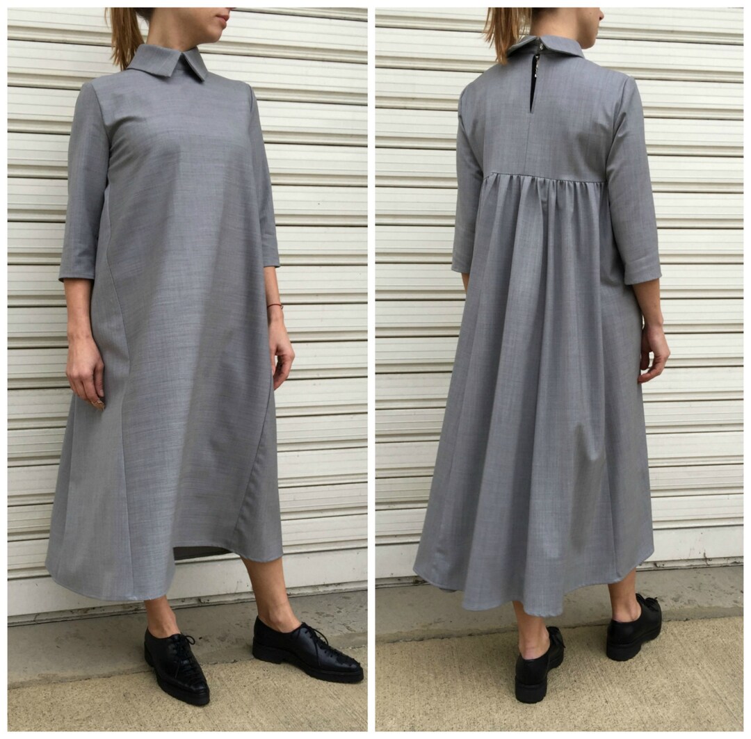 Women Maxi Dress / Grey Oversize Dress With 3/4 Sleevs / - Etsy