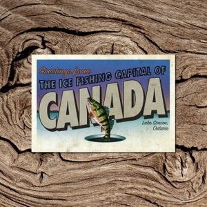 Salutations de la carte postale de la capitale de la pêche blanche du Canada