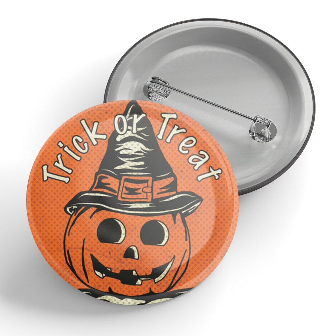 Trick or Treat Pumpkin Button - Etsy