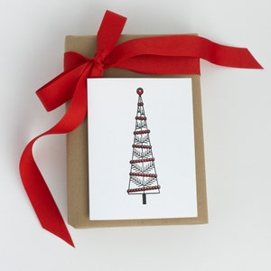 vintage Retro Christmas Tree Greeting Card (Carte de vœux vintage Retro Christmas Tree)