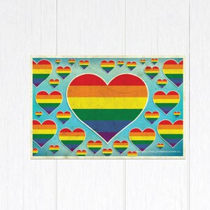 Carte postale flottante Rainbow Hearts