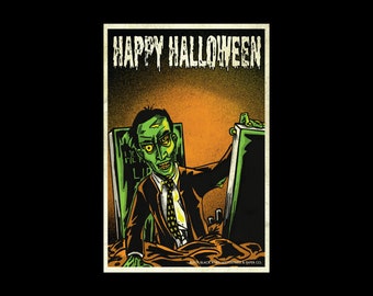 Happy Halloween Zombie Postcard