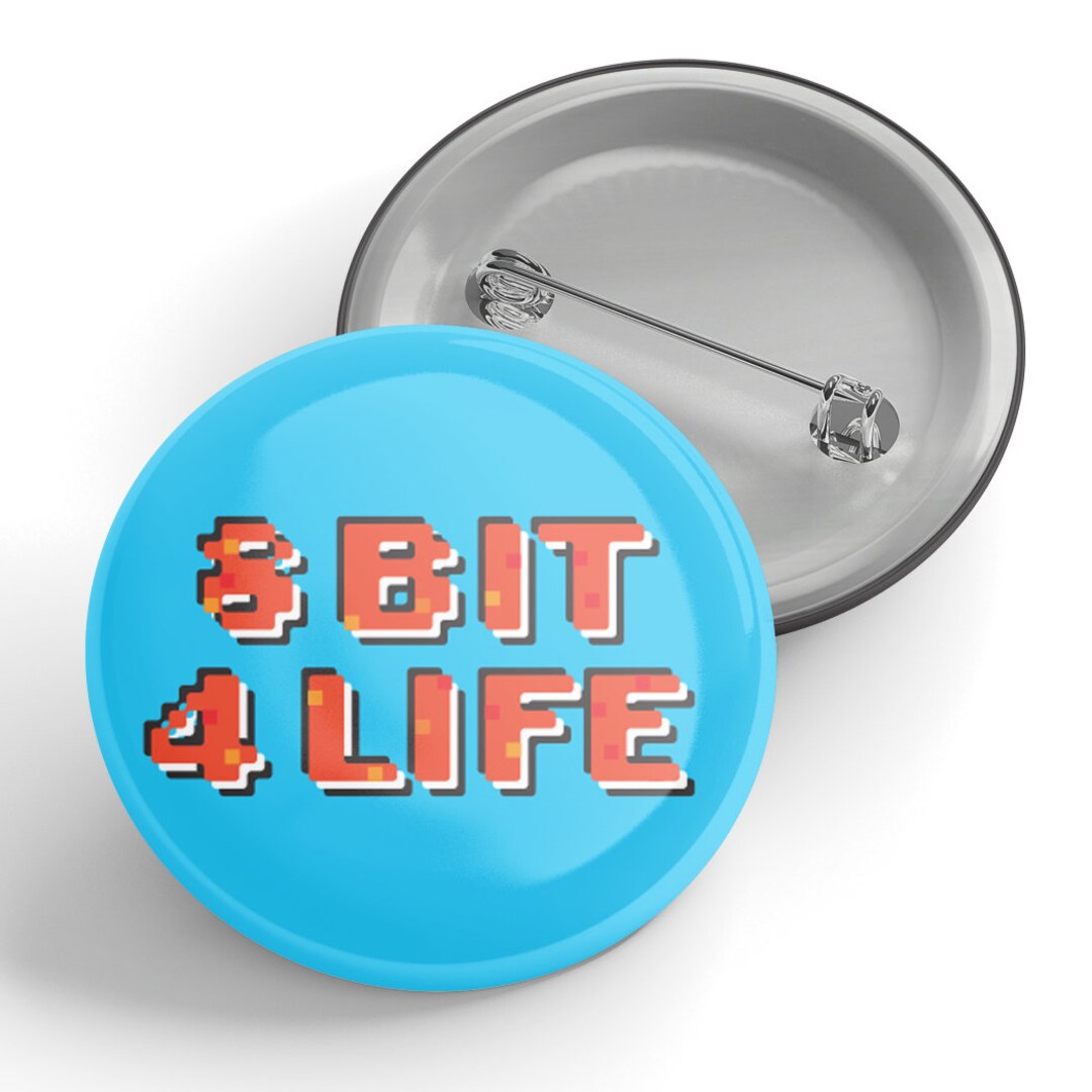 8 Bit 4 Life (blue) Button - Etsy