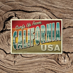 Surfs Up From California Postcard