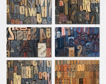 Wood Letterpress Type 6-pack Postcards