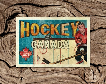 Postal de hockey en Canadá