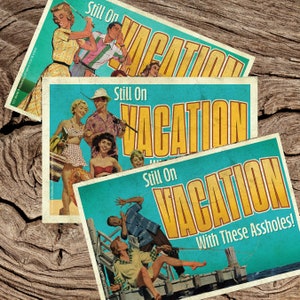 Toujours en vacances avec ces connards, lot de 3 cartes postales