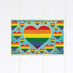 Carte postale arc-en-ciel Floating Hearts