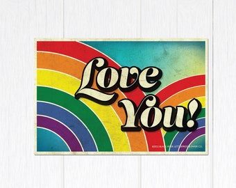 Love You Rainbow Postcard