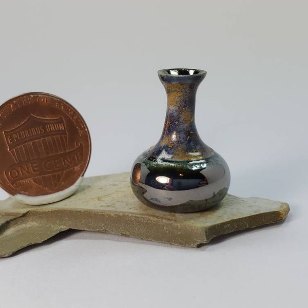 OOAK 1:12 sculpté à la main miniature maison de poupée vase en céramique #274