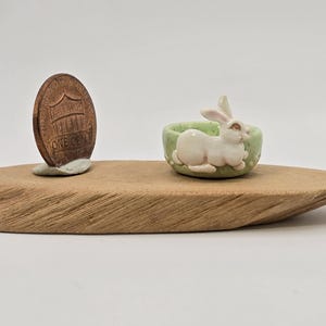 Bunny Cache Pot OOAK 1:12 miniature ceramic decor #1797