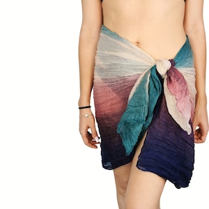 Womens Summer Sarong - Colorful Short Bikini Cover Up - Easy Wrap Swimsuit Cover Up - Lightweight Transparent Beach Scarves