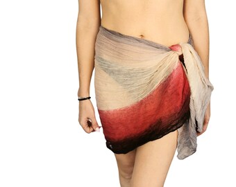 Womens Beach Pareo Sarong - Colorful Short Bikini Cover Up - Easy Wrap Swimsuit Cover Up - Ultra Light Transparent Beach Scarves