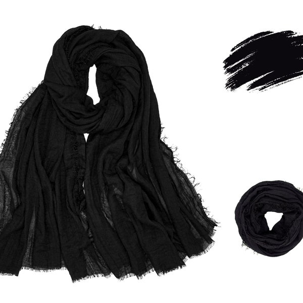 Men's Gift Daily Black Scarf Solid / Plain Color