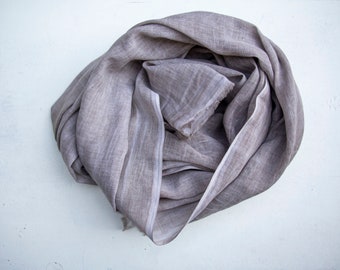 Gray stone washed cotton scarf for men,Soft and light natural cotton shawl,Father's day gift,Sun wrap minimal gray men's suit scarves