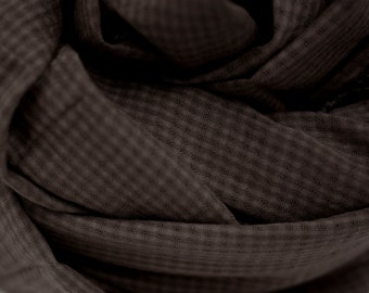 Dark Gray Turkish Cotton Scarf | Lightweight Checkered Shawl