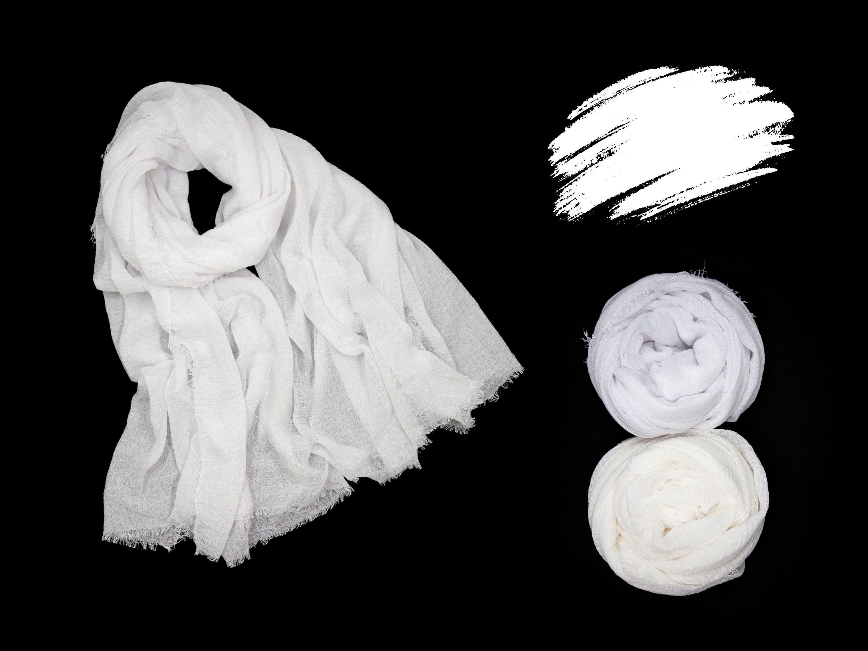 White Cotton Gauze Scarf