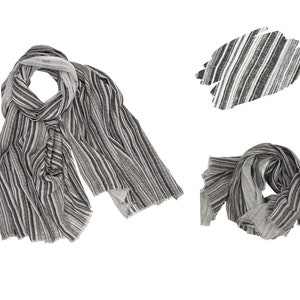 Striped Black&White scarf for men or women,Light summer scarf, Black natural scarf, Sun Wrap, Printed head turban, Gift for Him/Her