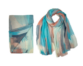Boho Cotton Scarf, Pastel Sun Wrap, Colorful Turkish Cotton