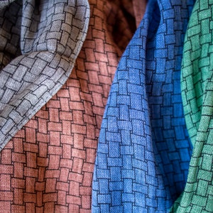 Multi color Printed Wicker Pattern Cotton Scarf, %100 cotton,minimal style, for all seasons