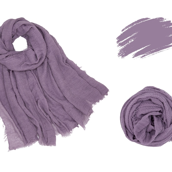 Foulard en coton lavande, Grand châle naturel long et doux pour toutes les saisons, Tour de cou minimaliste, Foulard léger et respirant pour ELLE