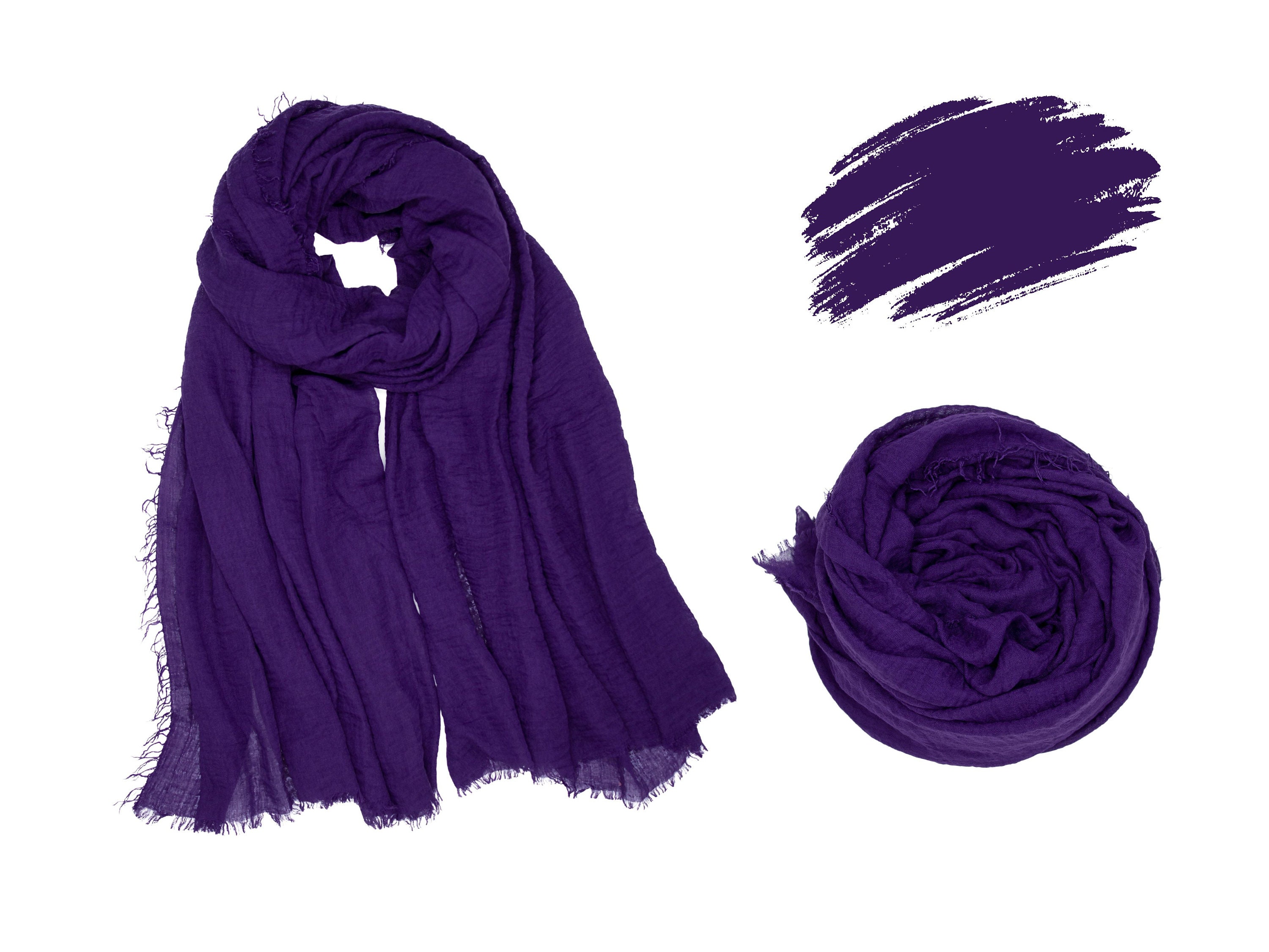 Écharpe Femme Double Face En Velours Violet Prune - Neuf Avec étiquettes, Matière Viscose