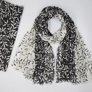 The Olive Branch Black Cotton Scarf in Personalized Gift Pouch for Birthdays. An Unforgettable Gift for Mom/Sister/Her Mother&#39;s Day Gift