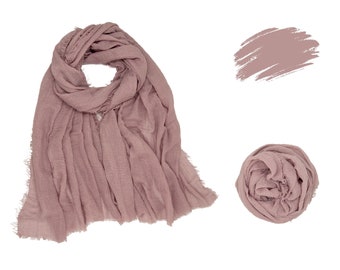 Pastel Pink Cotton Scarf, Lightweight Soft Woven Shawl