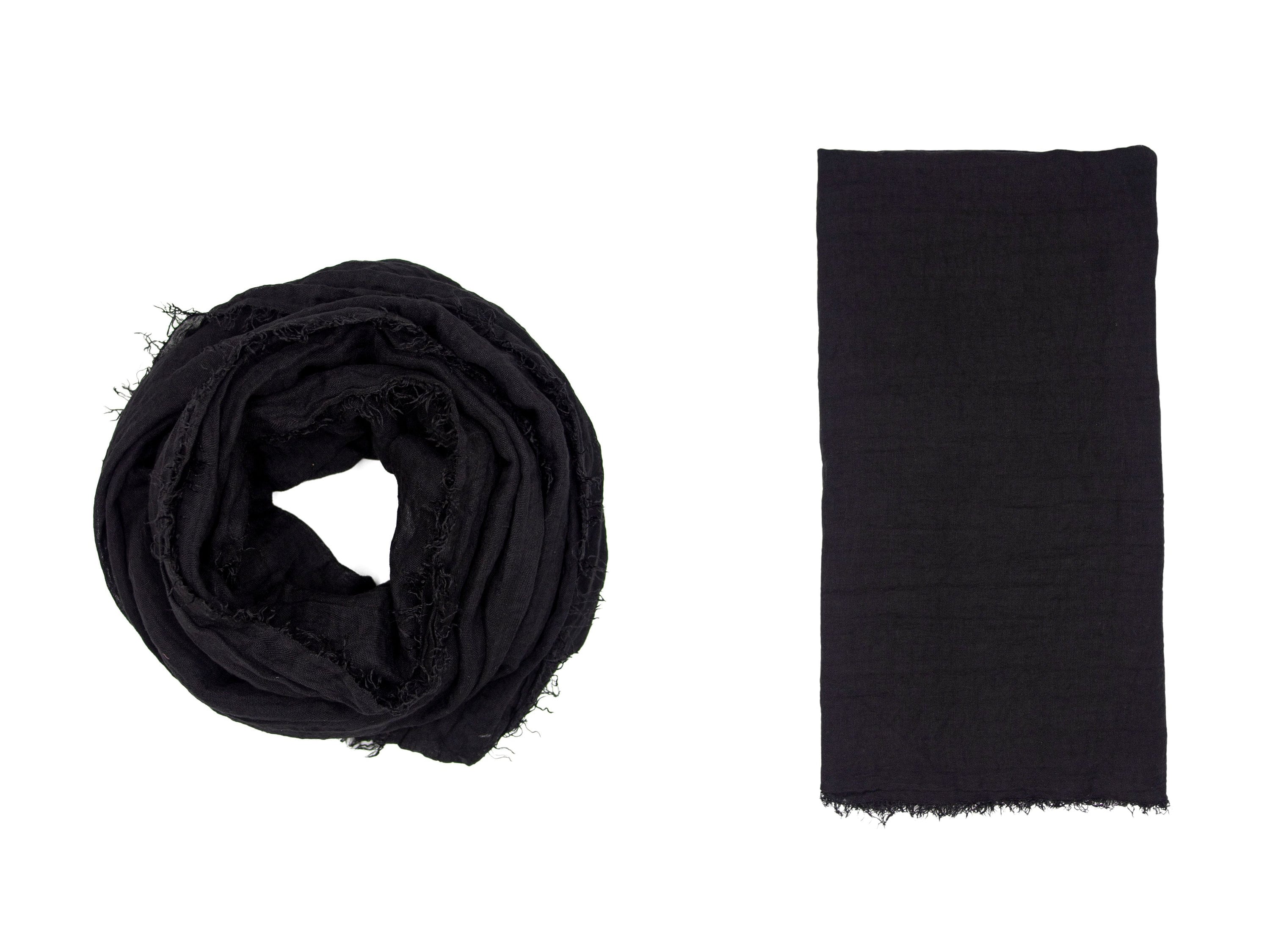 Black Cotton Scarf for Men Thin Soft Long Unisex Black Shawl Etsy