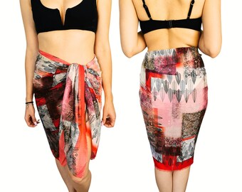 Colorful Printed Summer Sarong - Womens Bikini Cover Up - Short Swimsuit Cover Up - Lightweight Transparent Beach Scarves