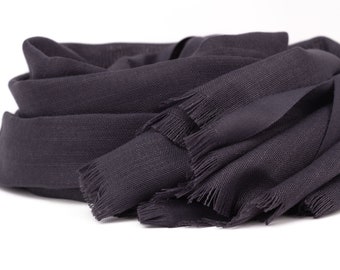 Soft and Breathable Linen-Cotton Scarf for Spring and Summer - Dark Grey/Black color elegant shawl - Perfect for Men and Women's Fashion