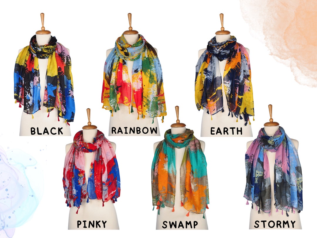 Brushes of Nature Collection: Marbled Cotton Scarves With Tassels Six ...