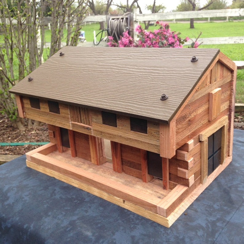 Pennsylvania Barn Bird Feeder Rustic Redwood Log Etsy