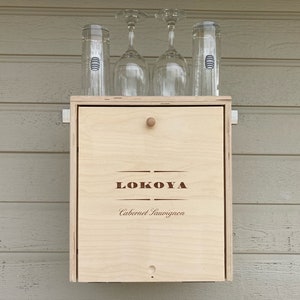 VERY UNIQUE: 12.5&quot; W UPCYCLED &quot;Deep&quot; Wine Crate Murphy Bar. Authentic Used Wine Crate. Holds 6 750ml to 1L bottles. 12.5W X 14.25T X 8.5D