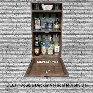 18&quot; W &quot;DEEP&quot; DOUBLE DECKER Vertical Rustic Murphy Bar/Worn Saddle Color/Removable/Adjustable Upper Shelf. Holds Up to 18 750ml-1L Bottles