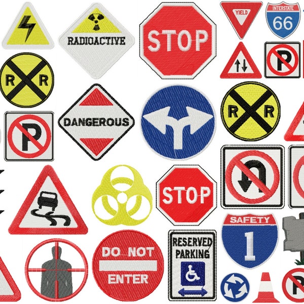 ROAD SIGN designs for embroidery machine, instant download