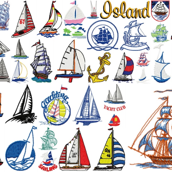 BOAT designs for embroidery machine, instant download