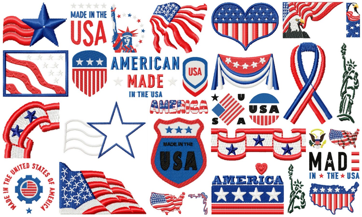 USA designs for embroidery machine, instant download